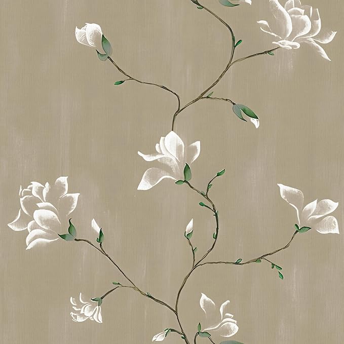 Laatse Vintage Khaki Floral Bird Wallpaper Peel and Stick 17.5" × 393" | Self Adhesive/Removable/Waterproof/Thick Vinyl Contact Paper for Bathroom Bedroom Shelf Cabinet Drawer,Prepasted,Easy Peel by Laatse