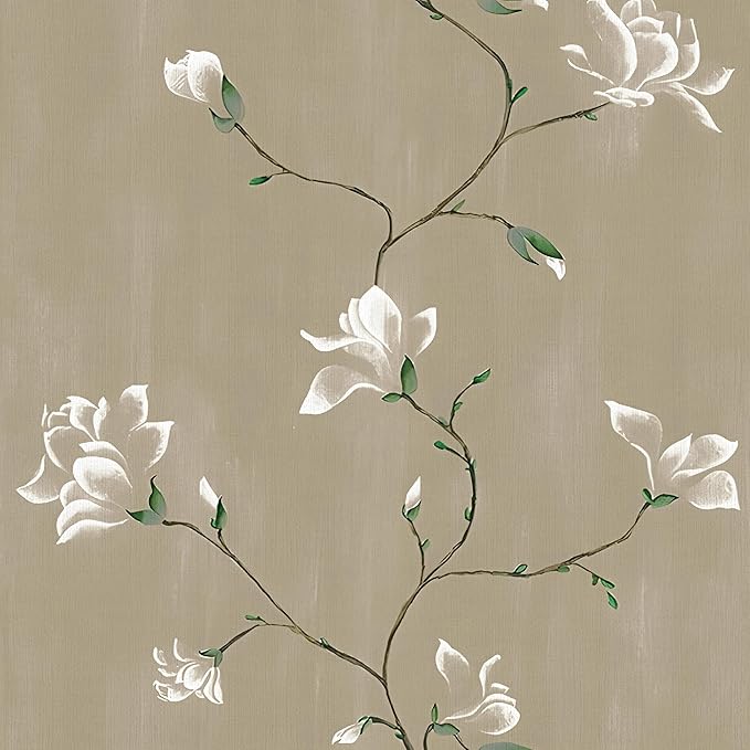 Laatse Vintage Khaki Floral Bird Wallpaper Peel and Stick 17.5" × 118" | Self Adhesive/Removable/Waterproof/Thick Vinyl Contact Paper for Bathroom Bedroom Shelf Cabinet Drawer,Prepasted,Easy Peel by Laatse