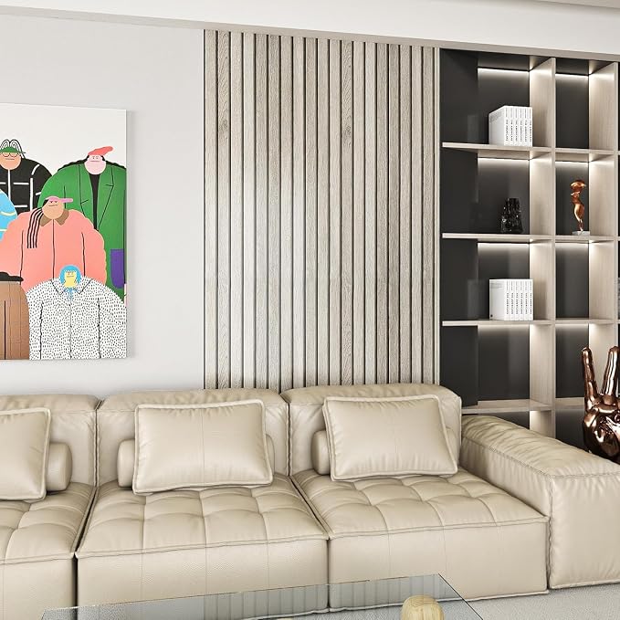 Livelynine Wood Slat Wallpaper Peel and Stick Accent Wall 15.8x78.8 Wooden Slats Wallpaper Self Adhesive Slat Wall Paneling Stick on Wallpaper Removable Wood Look Contact Paper Waterproof Vinyl Panels - Image 7
