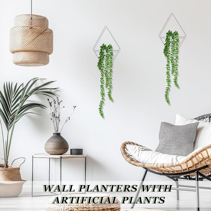 Canlierr 4 Pcs Wall Decor Hanging Planters, Succulent, Silver - Image 7