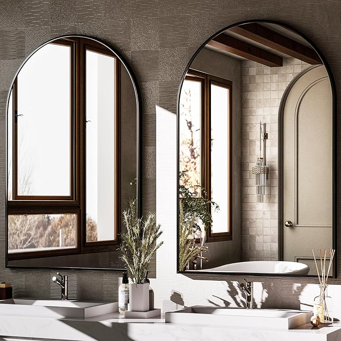 HARRITPURE 20"x30" Arched Bathroom Mirror Wall Mounted Black Arch Mirror - Image 5