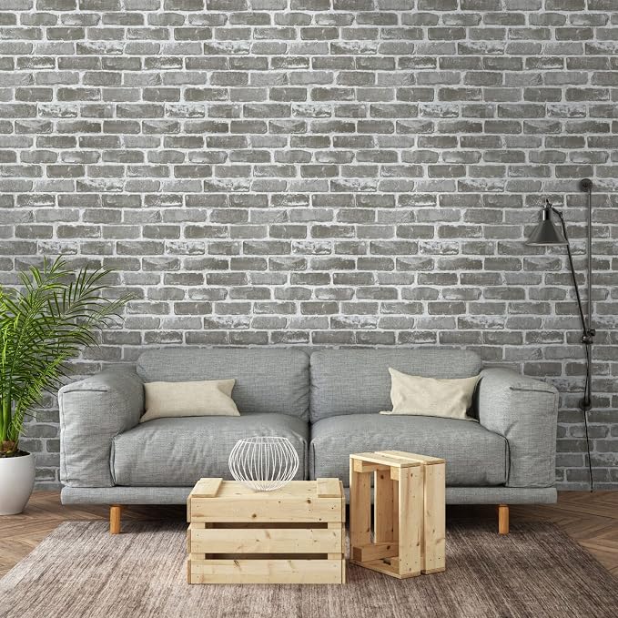 Timeet 17.7"×197" 3D Gray Brick Wallpaper Peel and Stick Wallpaper Self Adhesive Contact Paper Faux Brick Textured Wallpaper for Room Wall Decor Vinyl Film Roll - Image 4