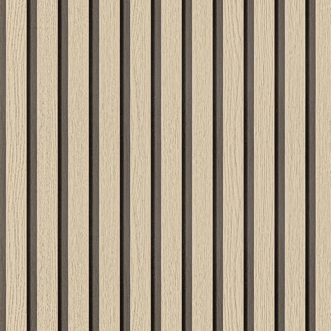 Arthome Wood Slat Wallpaper 17''x393'' Peel and Stick self Adhesive Wood Wallpaper PVC Vinyl Decorative Removable Wallpaper Waterproof Faux Wood Grating Stripe Contact Paper for Living Room (Oak) by ArthomeWALLDECOR