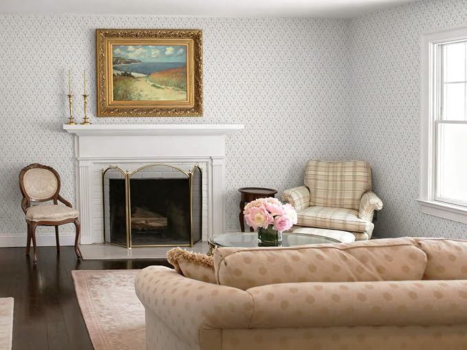 Heroad Peel Stick Wallpaper Beige/Neutral Floral Contact Paper Farmhouse | Modern Waterproof Removable Decor Vinyl for Bathroom,17.3''x196'',Boho Gingham Self Adhesive Paper,Bedroom,Nursery,Cabinet - Image 5