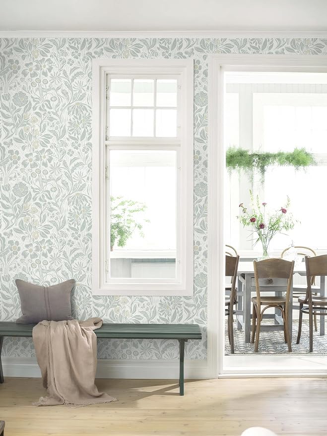 Heroad Floral Contact Paper Green Peel and Stick Wallpaper Botanical Self Adhesive Removable Stick on Wall Paper for Cabinets Drawers Waterproof Bathroom Pantry Wall Decor Vinyl Roll 17.3''x78.7'' - Image 4
