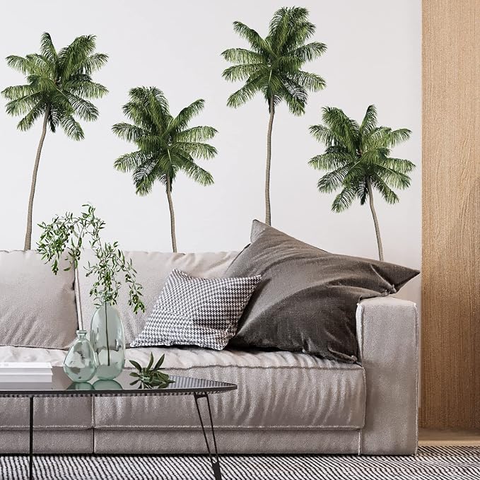 FAYYGYH Tropical Plants Palm Tree Wall Stickers, Green Leaves Removable Art Murals for Living Room, TV Background, Bedroom, Office & Nursery Decor by FAYYGYH