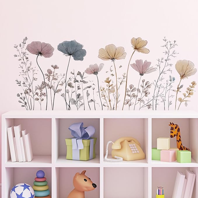 Flower Wall Decals - Peel and Stick Large Floral Flowers Wall Stickers,Removable Flower Home Decor Art for Kids Living Room, Bedroom, Nursery Decor Wall Corner Decor - Image 4