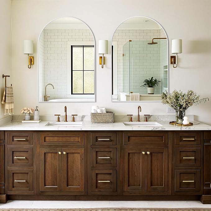 Arched Bathroom Vanity Mirror for Over Sink, 36”x24”, Silver - Image 5