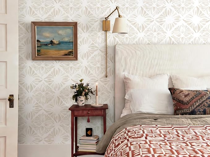 Boho Wallpaper Neutral Peel and Stick Wallpaper 197"x17.3" Geometric Wall Paper Beige and White Contact Paper Textured Removable Vinyl Waterproof for Bedroom Farmhouse Kitchen Bathroom - Image 5