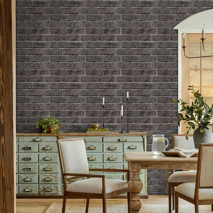 Commomy 3D Wall Panels Peel and Stick Faux Brick 10 Pcs 11.8" x 11.8" | Small Size Thin PVC Brick Wallpaper Tiles Backsplash for Kitchen,Bedroom,Living Room,Quick DIY Wall Decor(Covers 9.7 sq.ft) - Image 8