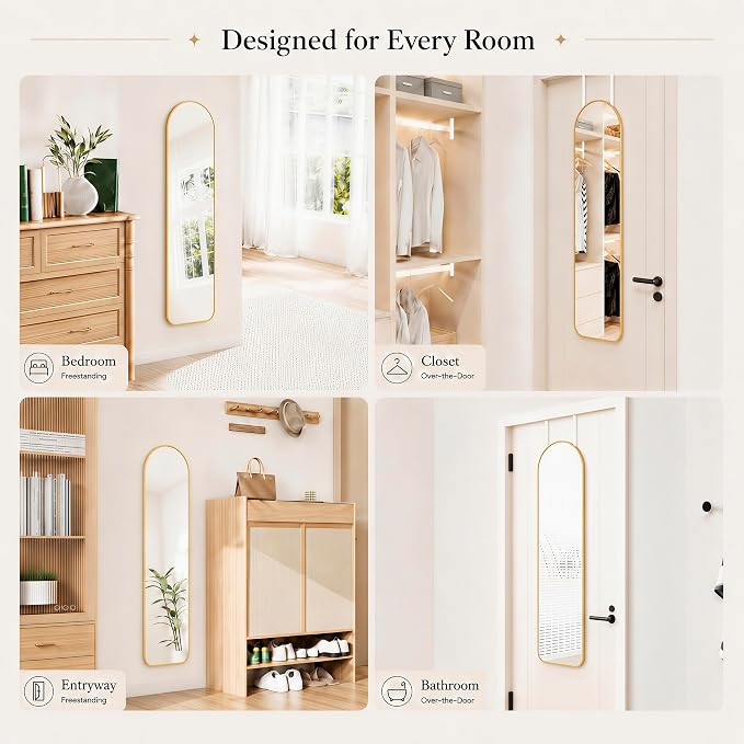 SCWF-GZ 47x14 Full Length Mirror Over the Door Hang or Wall Mounted Gold - Image 3