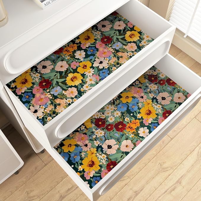 BOKEBEVE Floral Wallpaper Peel and Stick Boho Green Yellow 17.5 x 118In | Removable Self Adhesive Renter Friendly Vintage Watercolor Wall Paper for Bedroom Bathroom Living Room Accent Wall - Image 5