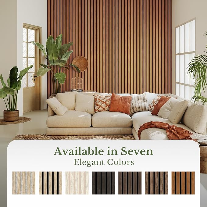 MISSDAY Wood Slat Acoustic Wall Panels, 4 Packs 47.2" x 23.6" Teak Soundproof Panel For Interior Wall Decor Noise Absorbing-3D Textured Wooden Panel Sound-Absorbing for Home, Office, Studio - Image 8
