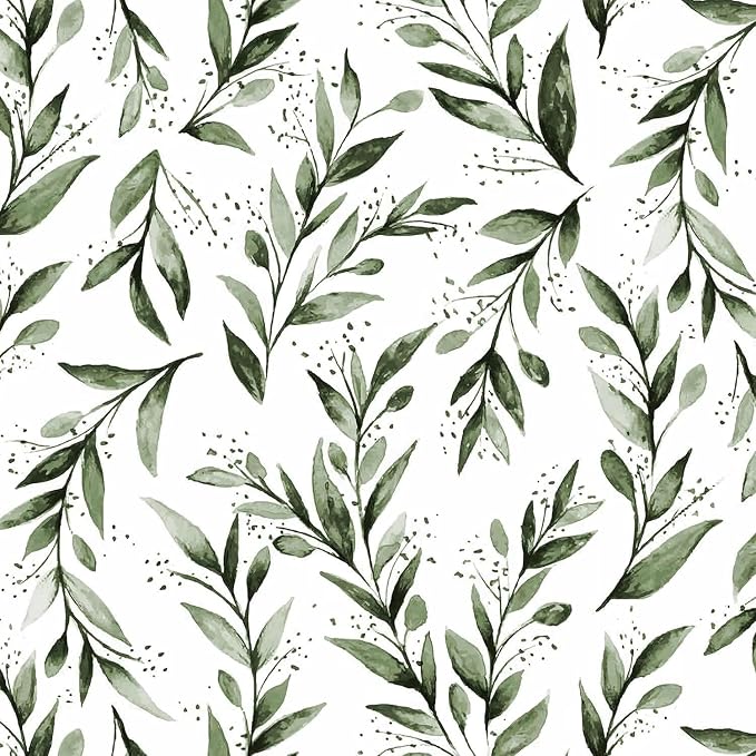 Livebor Leaf Wallpaper Peel and Stick Green Contact Paper17.7” x 590.5” | Sage Green Peel and Stick Wallpaper Adhesive Shelf Liner Wall Paper for Bathroom Neutral Olive Wallpaper Decorative Vinyl - Image 9