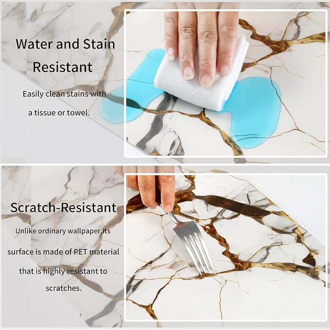 Haimin 3D Wall Panels Peel and Stick Marble Tile Look 10 Pack Waterproof | Lightweight, each 23.6x11.8in, total 19.4 sq ft. Kitchen & bath backsplash, bedroom/living rm decor. Marble-look faux tile. - Image 3