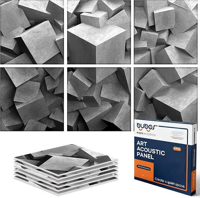 BUBOS 6 Pack Art Acoustic Wall Panels,70.8”x47.2”Self Adhesive for Home Decor | Peel and Stick, for Home Office, Studio & Wall Decor Sound Treatment, Wall Panels for Noise Reduction & Stylish Room by BUBOS
