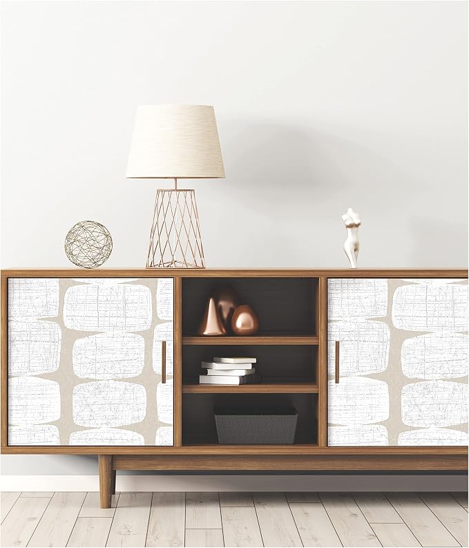RoomMates RMK12347PL Mid-Century Beads Peel and Stick Wallpaper, Tan, White - Image 7
