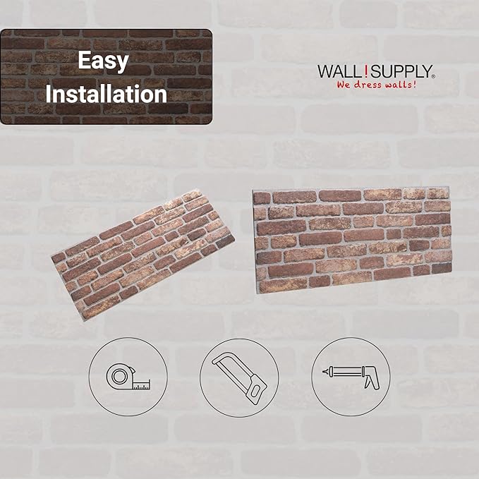 Wall!Supply 3D Wall Panels – Faux Brick, Brown Nuance Weathered – Lightweight Foam (EPS) – Wallpaper Alternative for Living Room, Bedroom & Office – Easy DIY Installation – 4 Pack, Covers 25.84 Sq Ft | Lightweight EPS Foam, Wallpaper Alternative, Easy ... - Image 6
