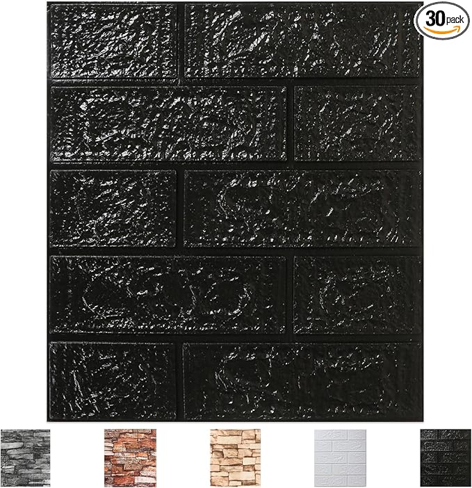 Peel and Stick 3D Foam Wall Panels, Self Adhesive Wallpaper | 30Pcs Soft Flexible Kitchen Backsplash Peel and Stick (13.7 * 15.1in) Waterproof DIY Install Decorative Wall Panels by CvoMep