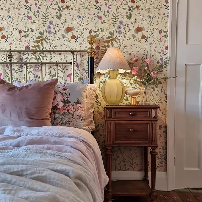 JiffDiff Floral Wallpaper Peel and Stick - Farm Floral Wall Paper Wildwood Self Adhesive Contact Paper for Home Bedroom Cabinets and Kitchen Countertop ThickenStick on Wallpaper 17.3"x118" - Image 2