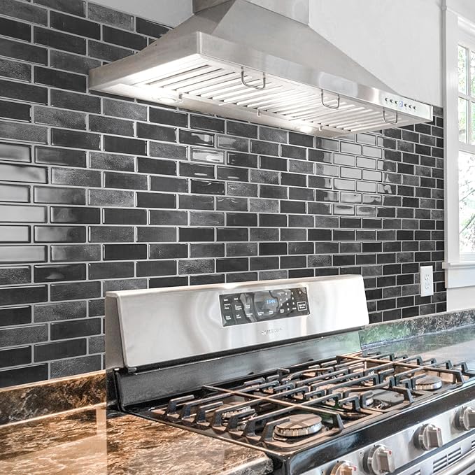 Art3d 10-Pack Marble Peel and Stick Backsplash, 12 x 12 in, Smoky Black | Strong Adhesion, Lightweight, Cuttable, Waterproof, Fadeless, Crack Resistant, for Kitchen, Bedroom, Ideal for Recently Moved - Image 2