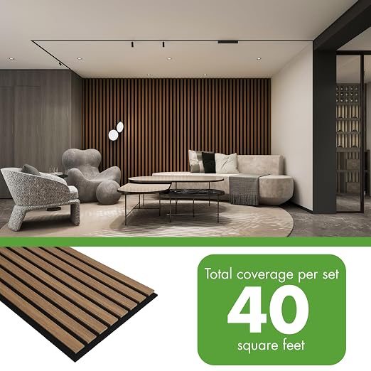 Art3d 20-Pack 12" x 24" Soundproof Wood Slat Panels, 40 sq.ft Acoustic Wall Panels, 3D Wall Panels with Wood Slat Design, Decorative Wood Wall Panel for Accent Walls-Deep Walnut - Image 4