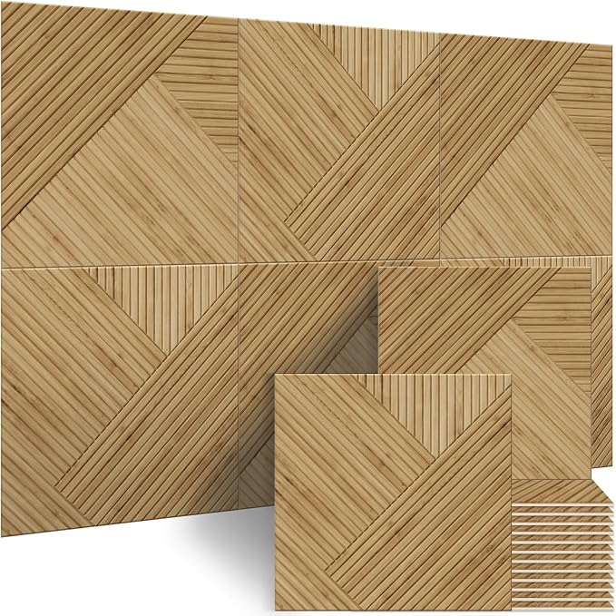 BUBOS 6-Pack Acoustic Panels, Wood Grain Sound Absorbing Panels, 23.6"x23.6" | Peel and Stick, for Home Office, Studio & Wall Decor Sound Treatment, Wall Panels for Noise Reduction & Stylish Room by BUBOS
