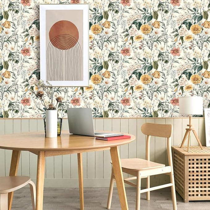 Livebor Vintage Floral Peel and Stick Wallpaper for Bedroom 17in x 393.7in | Floral Contact Paper Self Adhesive Wallpaper Waterproof Vinyl Removable Boho for Bathroom Shelf Cabinet Decor - Image 6