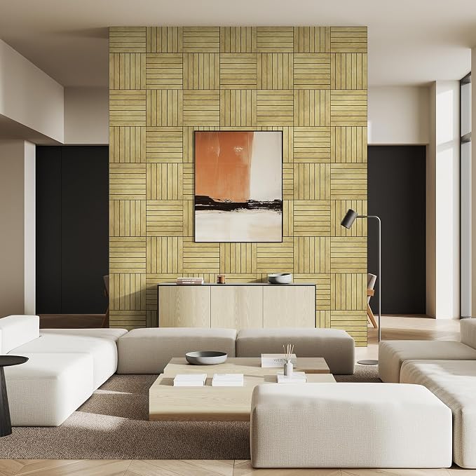 WADILE Peel and Stick Wood Slat Wall Panels 12x12in PVC 10 Pack | Decorative wall panels, self adhesive, living room, bedroom, accent wall, not real wood - Image 6
