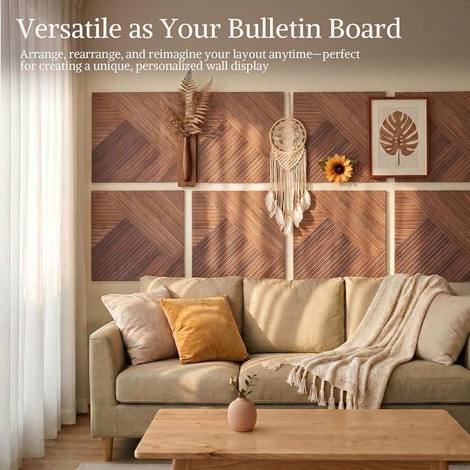Acoustic Wall Panels, 6 Piece 23.62" X 23.62" Peel and Stick Wall Panels | High-Density Polyester Fiber Self Adhesive Soundproofing for Interior Wall Décor, Tri-Tone Chevron Weave - Image 5