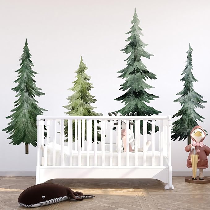 Large Pine Trees Wall Decal, Peel and Stick Nursery Forest Decals Mural, Wilderness Wall Art Stickers for Kids, Boys and Girls Room, Bedroom & Toddler Room Decor (Woodland Trees Wall Decal 68) - Image 6