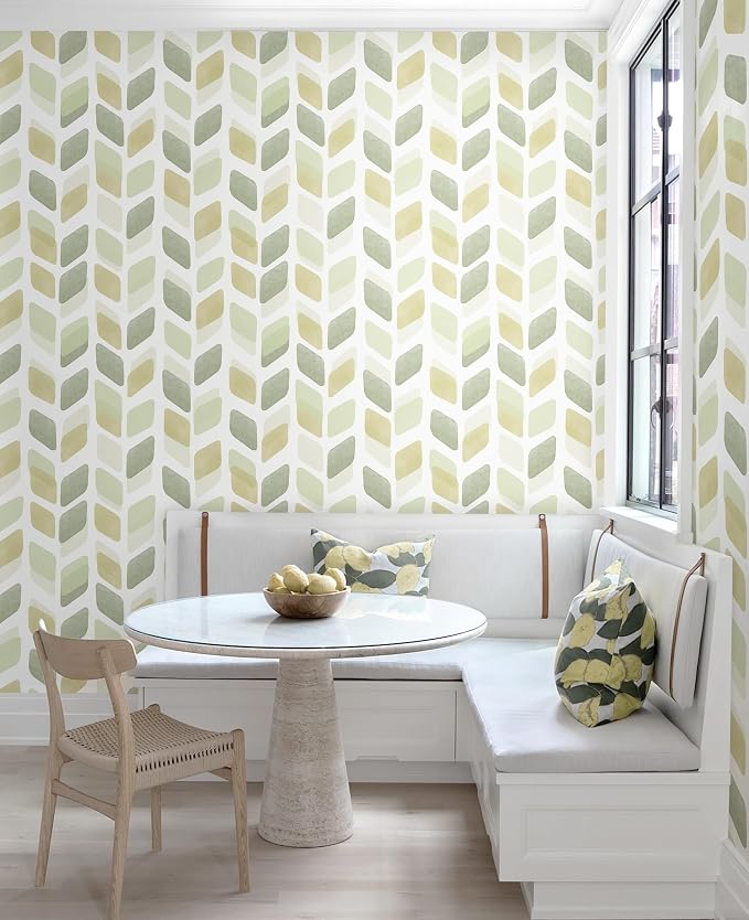 Boho Peel and Stick Wallpaper Checkered Contact Paper 17.3"x78.7" Neutral Geometric Wall Paper Modern Self Adhesive Removable Wallpaper for Bathroom Kitchen Cabinets Waterproof(Green/Yellow) - Image 8