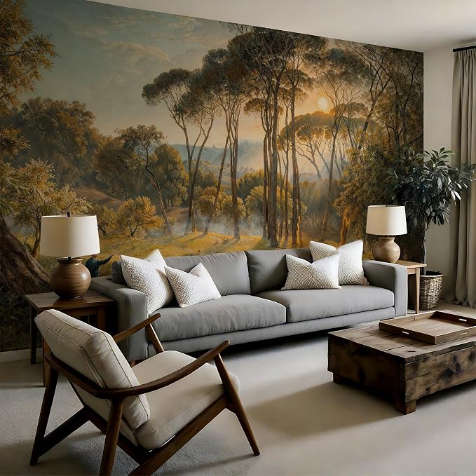 Sunlit Forest Wall Murals Peel and Stick Canvas Wallpaper | Large Removable Woodland Mural for Living Room Bedroom Office Home Decor and Accent Walls in Multiple Standard Sizes - Image 3
