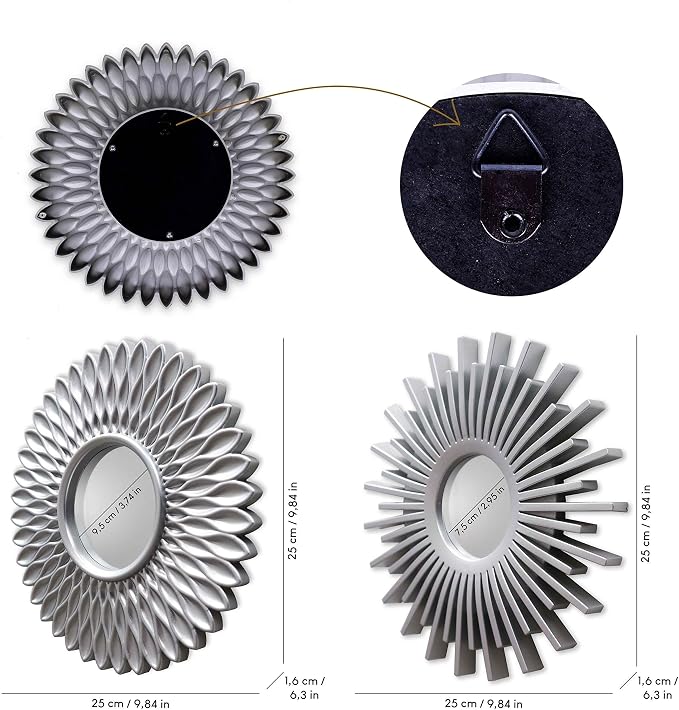 BONNYCO Wall Mirrors Pack of 3 Round Silver Mirrors for Home Decor, Bedroom and Room. Espejos Decorativos de Pared Sala Dormitorio, Circle Wall Decor Minimalist Vintage, Chic. Gifts for Women Mums - Image 4