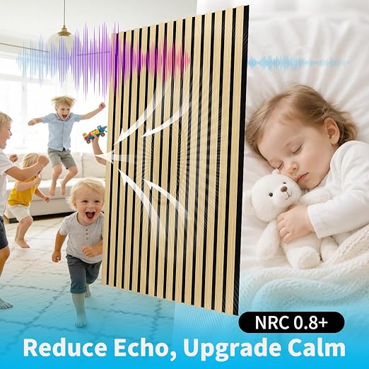 Art3d 47 x 23.6 Inch Acoustic Wood Slat Design Wall Panels, 4-Pack, Oak | Lightweight, Noise Reduction, Crack Resistant, Sustainable, Easy Installation, for Office, Living Room, Bedroom Wall Decor - Image 6