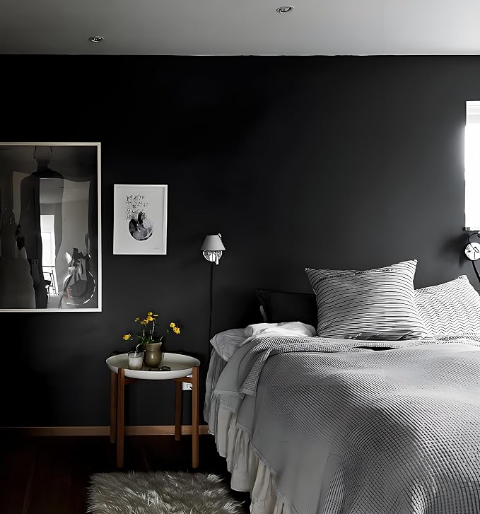118"x17.7" Black Peel and Stick Wallpaper Black Contact Paper Decorative Self Adhesive Waterproof Removable Wallpaper Contact Paper for Wall Covering Countertop Vinyl Roll - Image 3