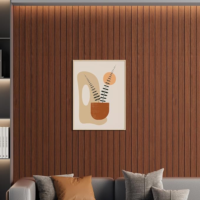 Arthome Peel and Stick Slat Wall Panels 15.7 "x120,Self-Adhesive PVC Wood Grain Wallpaper Panel,3D Thick Faux Soundproof Backsplash Accent Wall Tile for Walls & Furniture (Walnut Coverage 13 Sq.ft) - Image 3