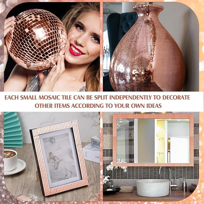 7200 Pieces Rose Gold Disco Mirror Tile Self-Adhesive Mirrors Mosaic Tile - Image 5