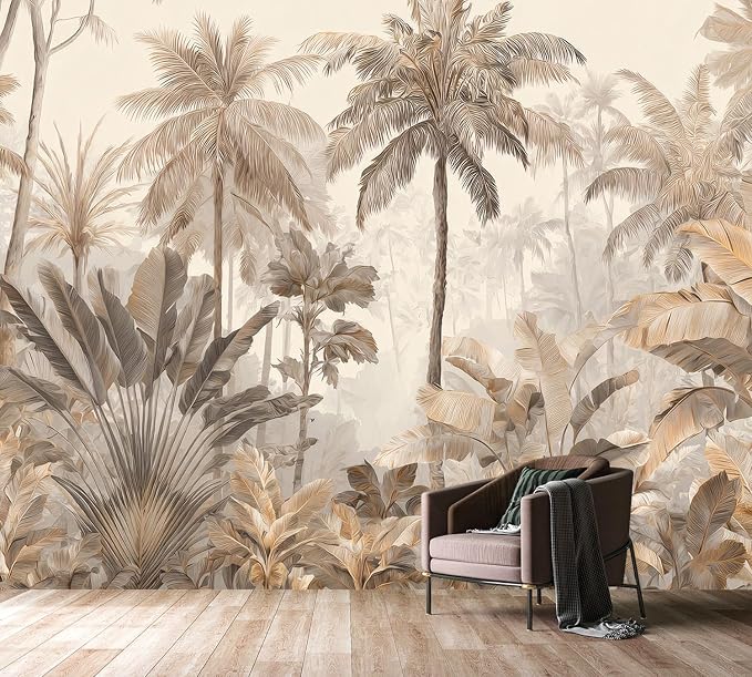 PYFFYP-Retro Tropical Jungle Leaves Peel and Stick Wallpaper murals - Image 3