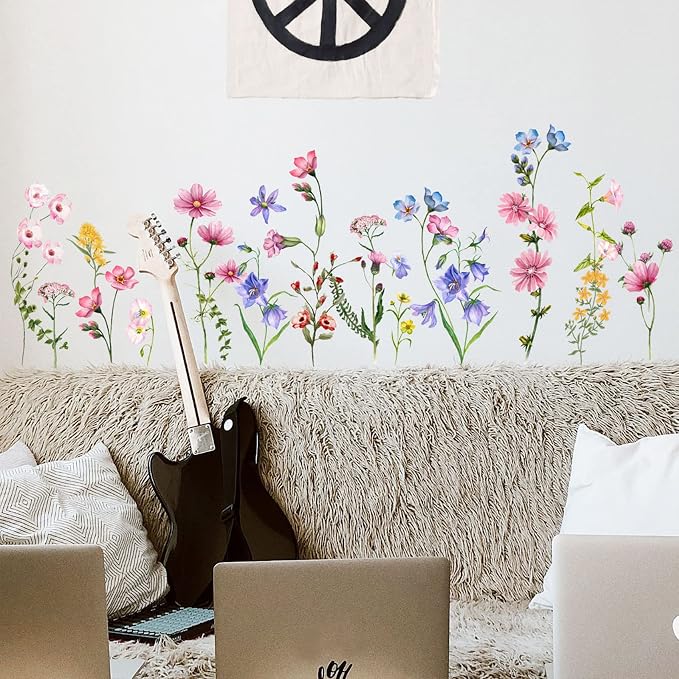 Large White Flower Wall Stickers, Removable DIY Romantic Cherry Blossom Tree Wall Murals Peel and Stick 3D Wall Art Stickers Murals Home Decor for Gilrs Bedroom Nursery Rooms Living Room - Image 2