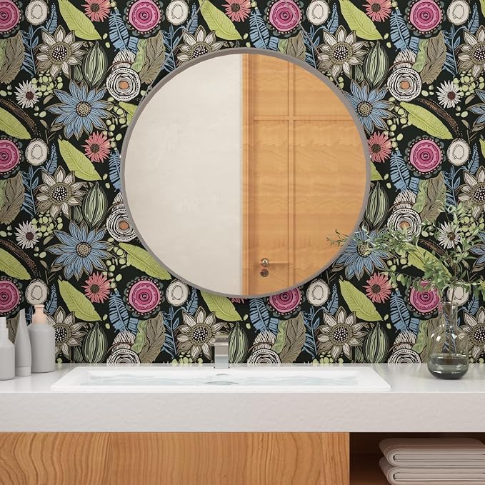 Laatse Boho Wallpaper Peel and Stick 17.5"x118", Dark Green Contact Paper | Self Adhesive/Removable/Waterproof/Thick Vinyl Wall Paper for Bathroom Bedroom Shelf Cabinet Drawer,Prepasted,Easy Peel - Image 8