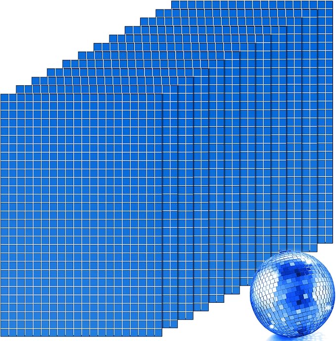 7200 Pieces Blue Disco Mirror Tile Self-Adhesive Mirrors Mosaic Tile by Romooa