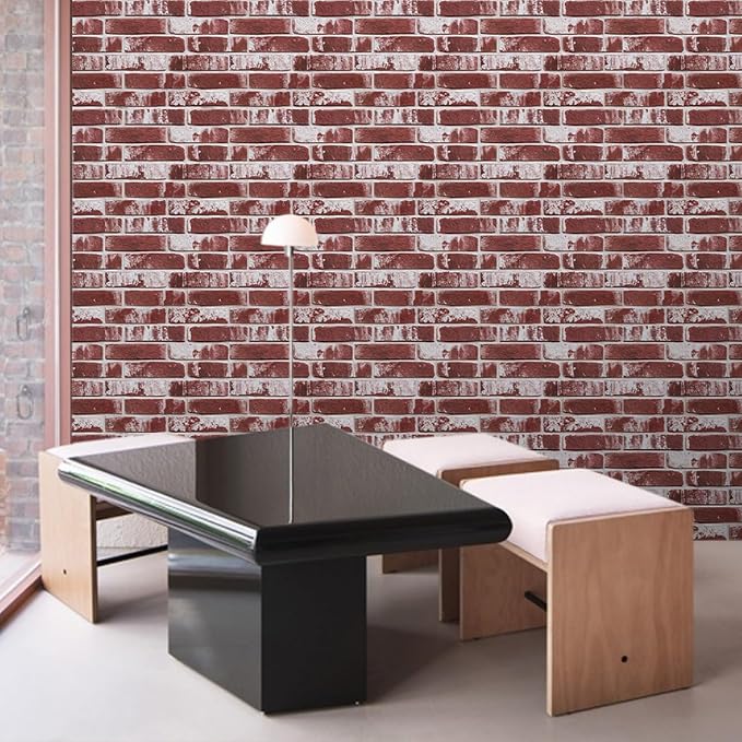 Commomy 3D Peel and Stick Faux Brick Wall Panels - 10pcs 15.74" x 11.8" | Ultralight Thin PVC Fake Brick Wallpaper Tiles Wall Covering for Home Office,Living Room Quick DIY Decor(12.92 sq.ft) - Image 9