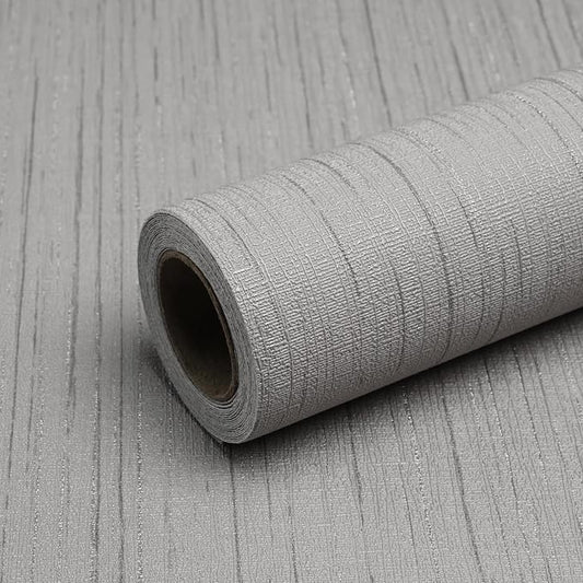 Grey Grasscloth Peel and Stick Wallpaper Vintage Texture Removable Waterproof Wallpaper for Room Walls, Cabinets, Furniture, Drawers, Desk A Set of 15.7"x300" by Qianglive