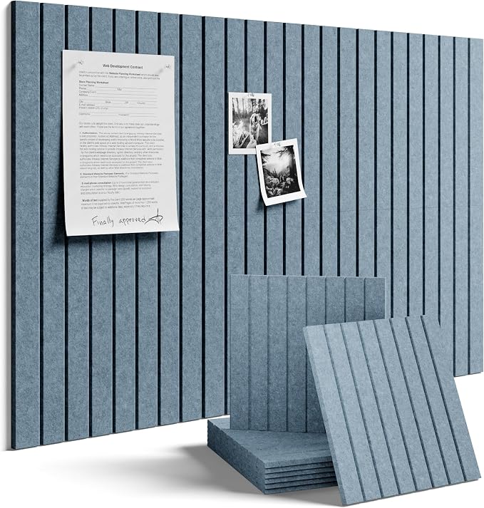 Fluxynara 36" x 24" Large Felt Bulletin Board, Dusty Blue | 6 Pack Cork Board Alternative with 30 Safe Adhesive Tabs, Felt Pin Boards for Wall Decor, Home, Office, Classroom, Dorm by FLUXYNARA