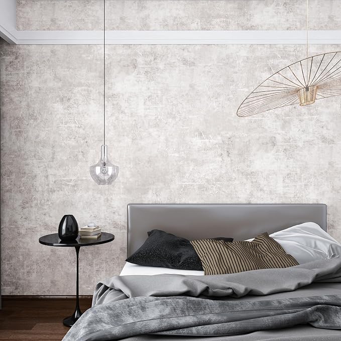 VEELIKE Neutral Concrete Wallpaper Peel and Stick Boho Aesthetic Wallpaper for Bedroom Bathroom 354''x32'' Wide Concrete Contact Paper for Countertops Waterproof Cement Vinyl for Accent Walls Kitchen - Image 4