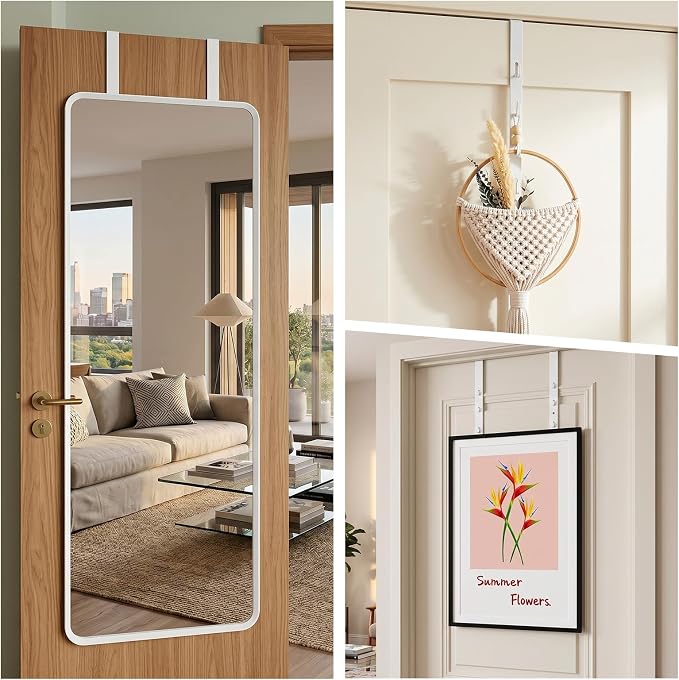GAQWOK 2 PCS Over The Door Mirror Hanger, Adjustable Door Mirror Hanger - Image 7