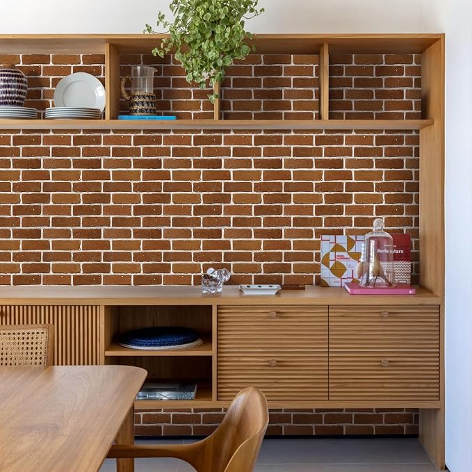 Commomy Faux Brick Wall Panels Peel and Stick Thin PVC 10 Pcs 11.8" x 11.8" | Small Size Thin PVC Quick Wall Covering Home Decor for Kitchen,Fireplace,Home Office (Covers 9.7 sq.ft) - Image 8