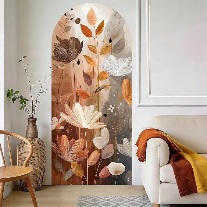 Arch Wall Decals Peel and Stick, Large Wall Stickers, Removable Home Decor Art Wallpaper for Bedroom Living Room 71'' × 31.7'' (Flower - B) - Image 6
