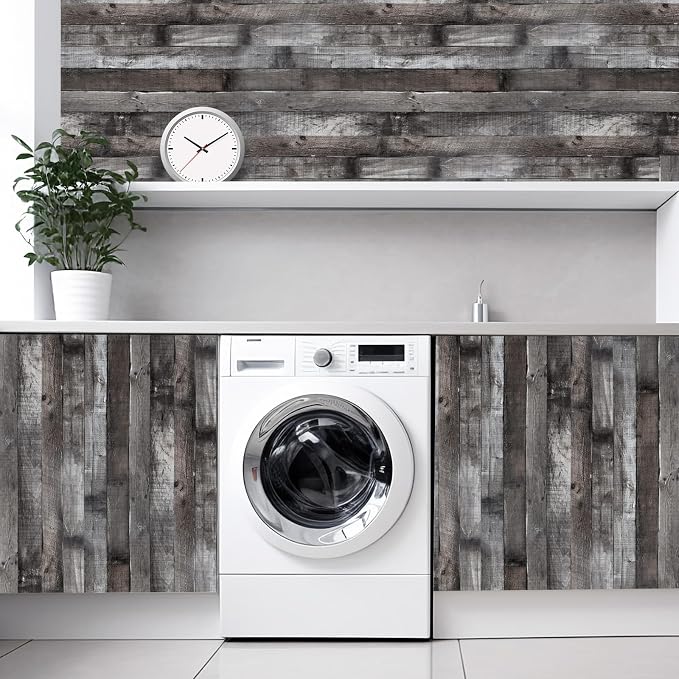 Peel and Stick Wood Wallpaper Grey/Black Vinyl 17.3"×120" Contact Paper Self Adhesive Thick Waterproof Self Adhesive for Cabinets liveroom - Image 7